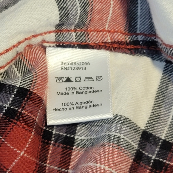 Jachs Girlfriend red white check print plaid snap top - Picture 7 of 9